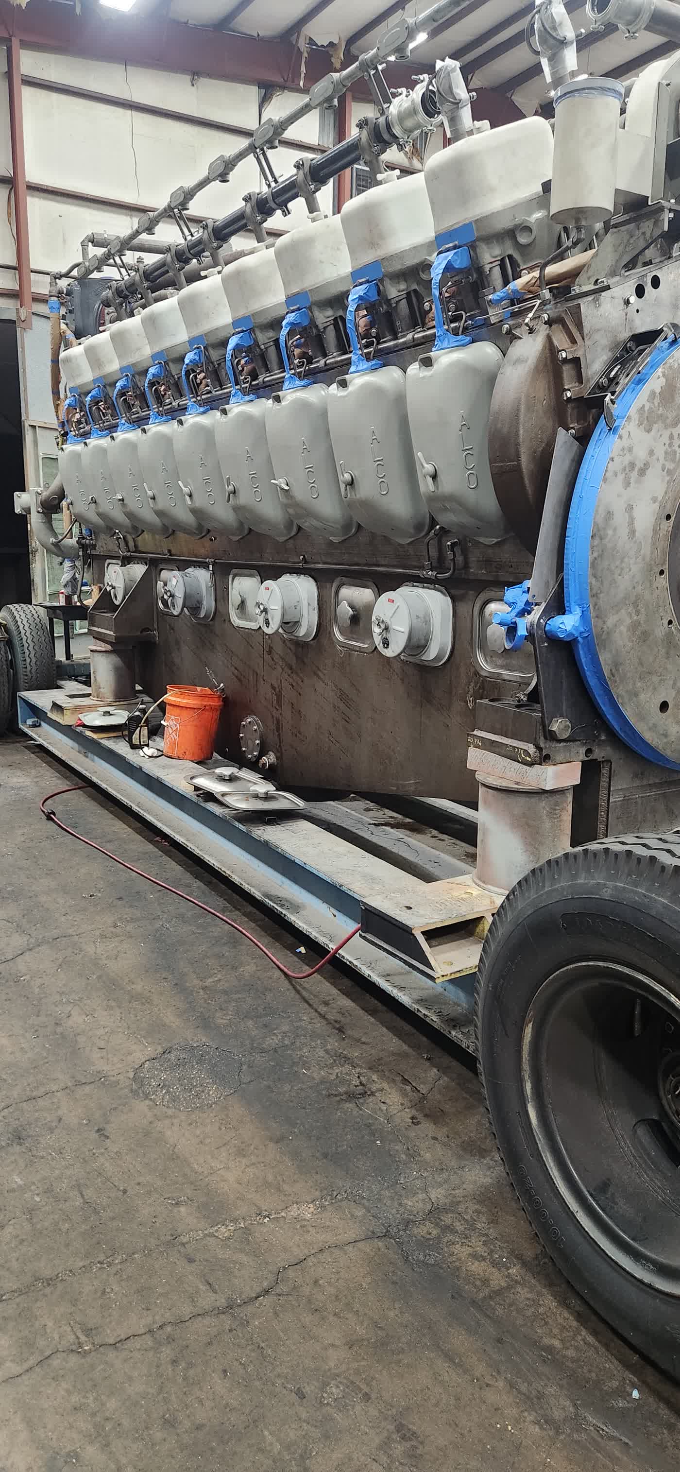 Cylinder head covers and valve gear masked ahead of surface preparation