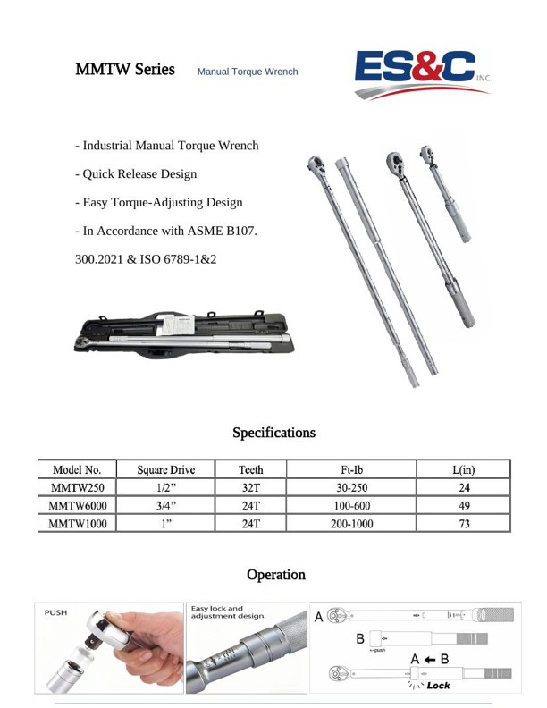 Catalogue page 1: MMTW series manual torque wrenches